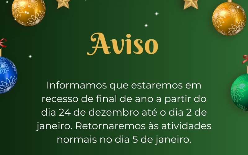 CimSaúde informa período de recesso de final de ano